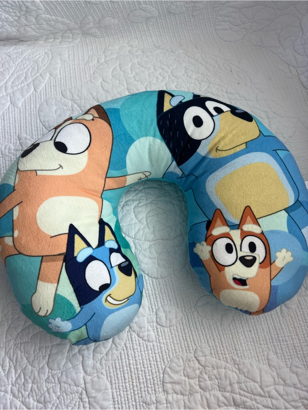 Bluey Travel Neck Pillow Plush U-Shaped Multicolor Character Print New